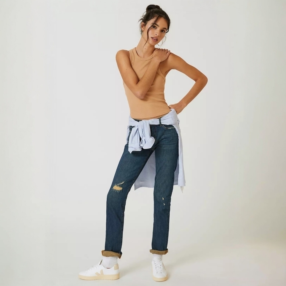 Pilcro The Slim Boyfriend Jean, 29, Medium Wash, Distressed, Anthropologie Label